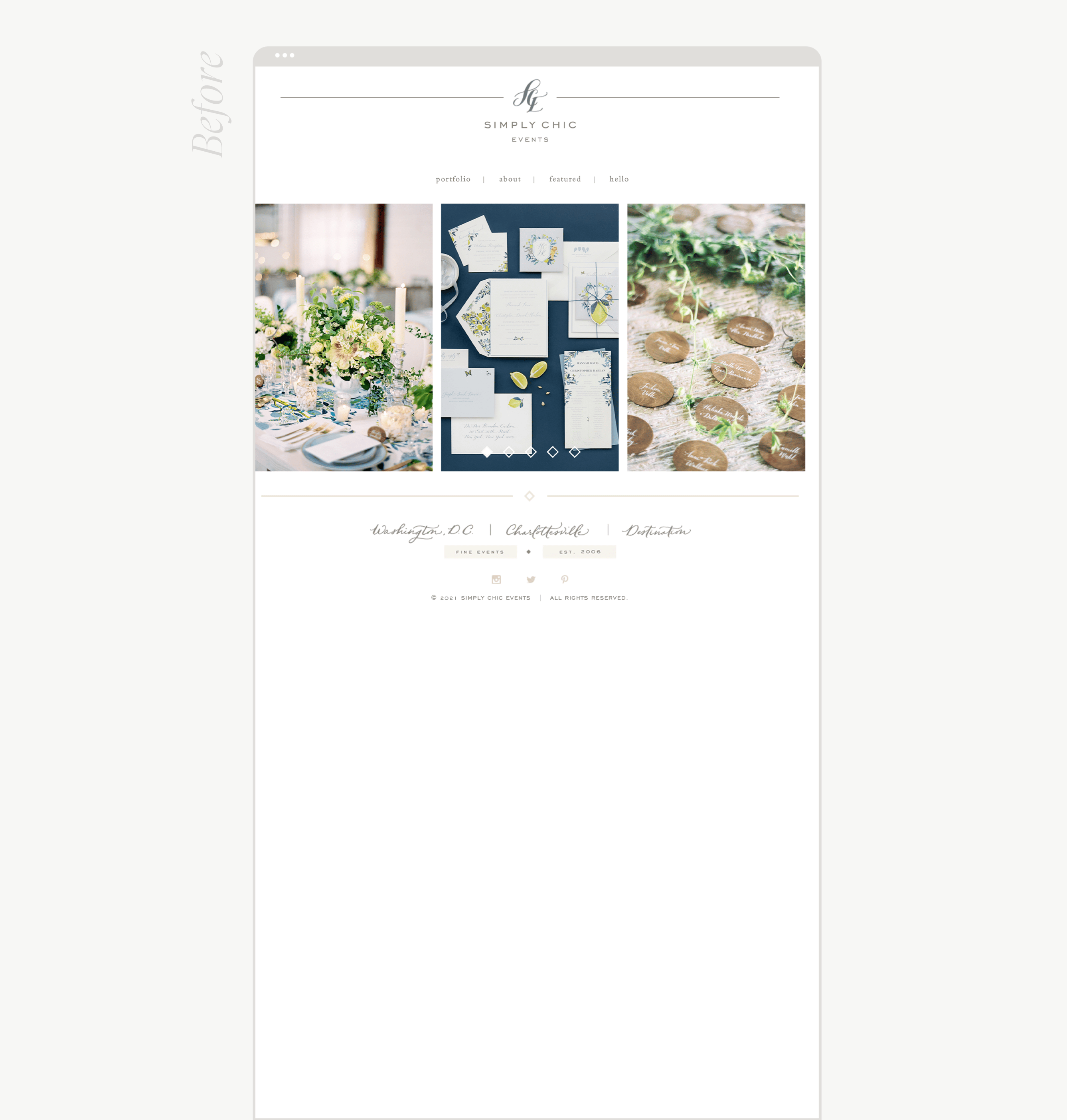 mockup of wedding professional website