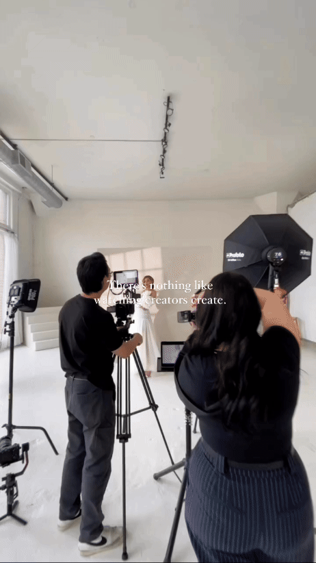 A GIF of Mello Social directing a photoshoot in Chicago for their social media presence. 