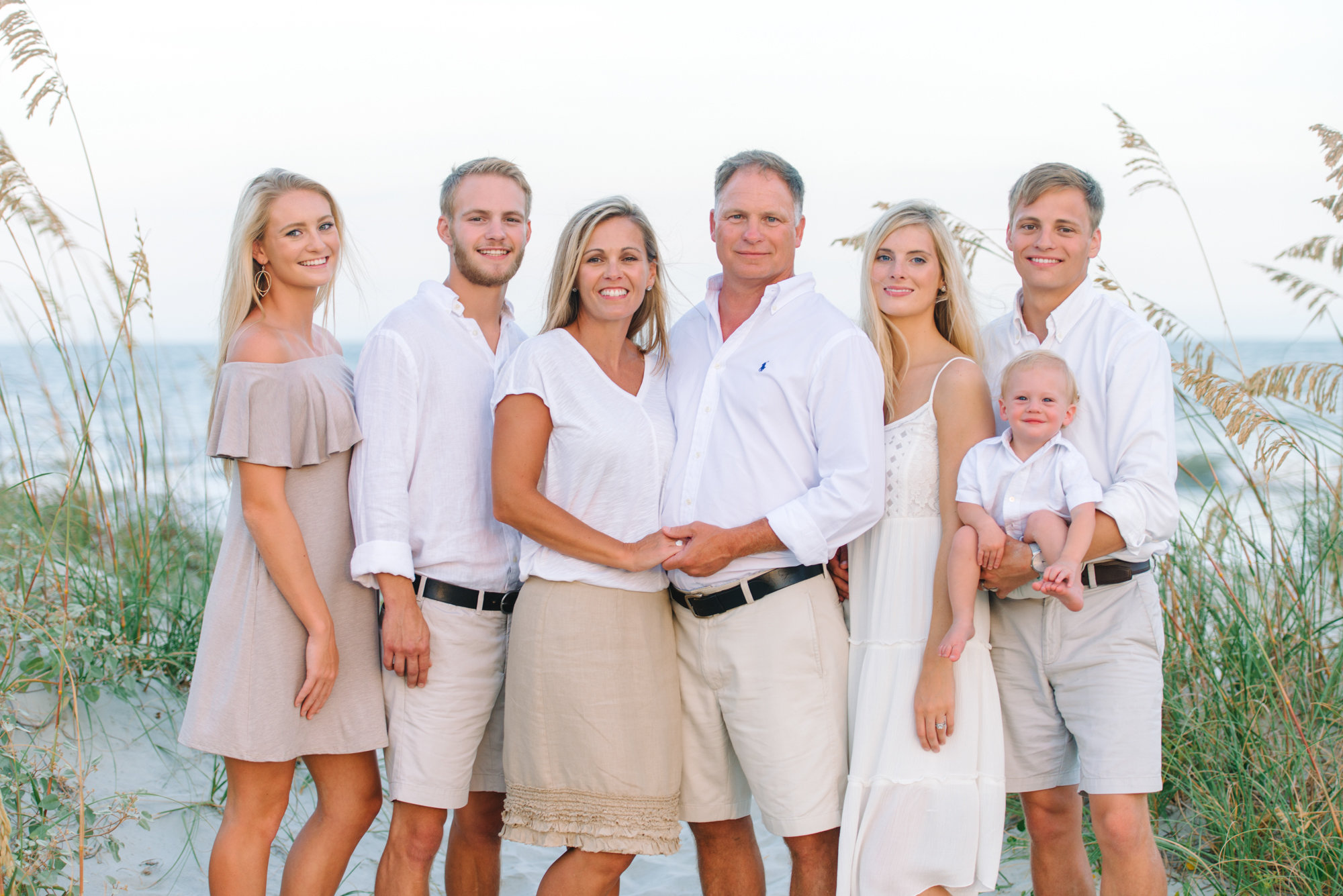 Myrtle Beach Family Photographer - Family Wearing All White During Family Beach Pictures at the Beach
