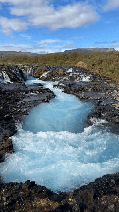 bluest waterfall in iceland