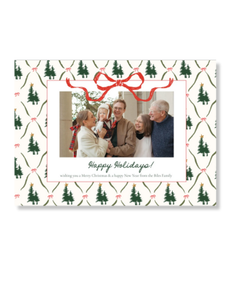 Pines & Bows - Coquet Christmas Card | Digital Template | Personalized Family Picture Frame