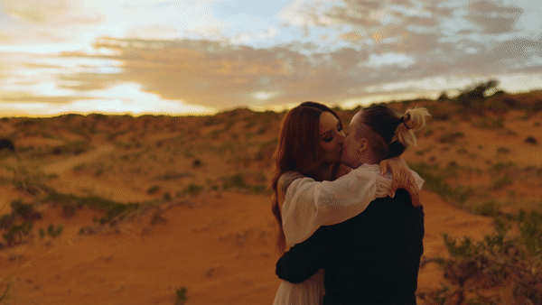 LGBTQ Couple eloping at the  coral pink sand dunes in Utah