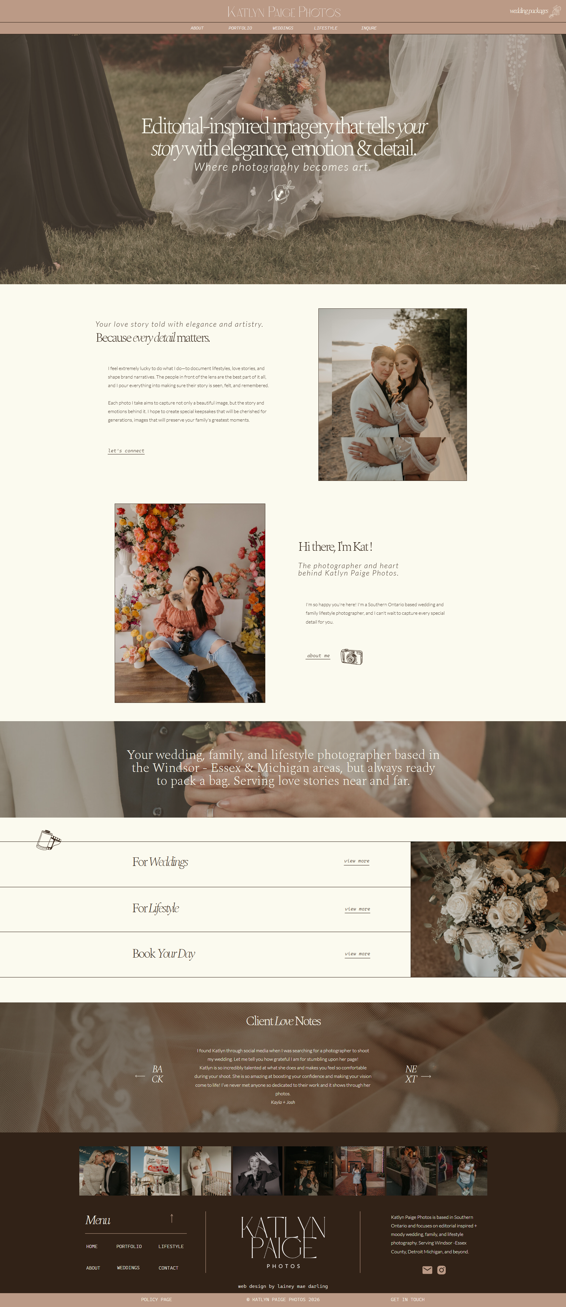 Katlyn Paige Photos Website. Homepage screenshot.