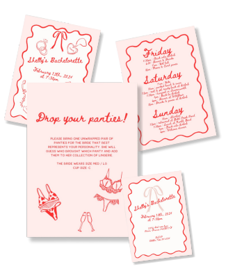 Bow Themed Bach Party Invitation and Games BUNDLE