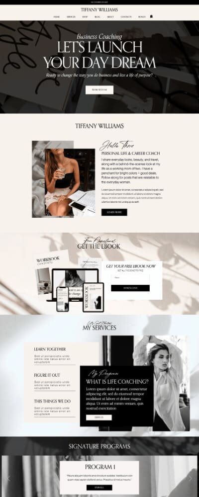 Squarespace website template Tiffany Williams