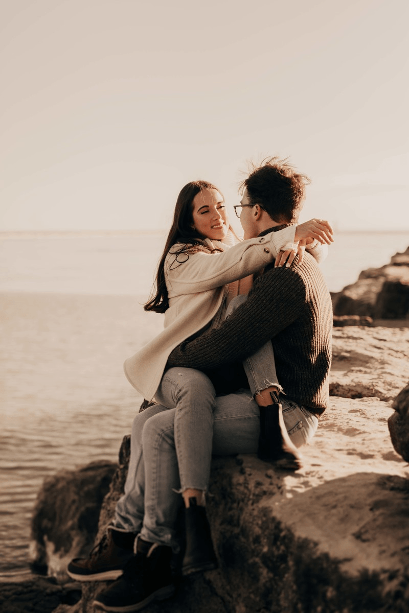 Couple at the beach gif elopement engagement session ontario canada