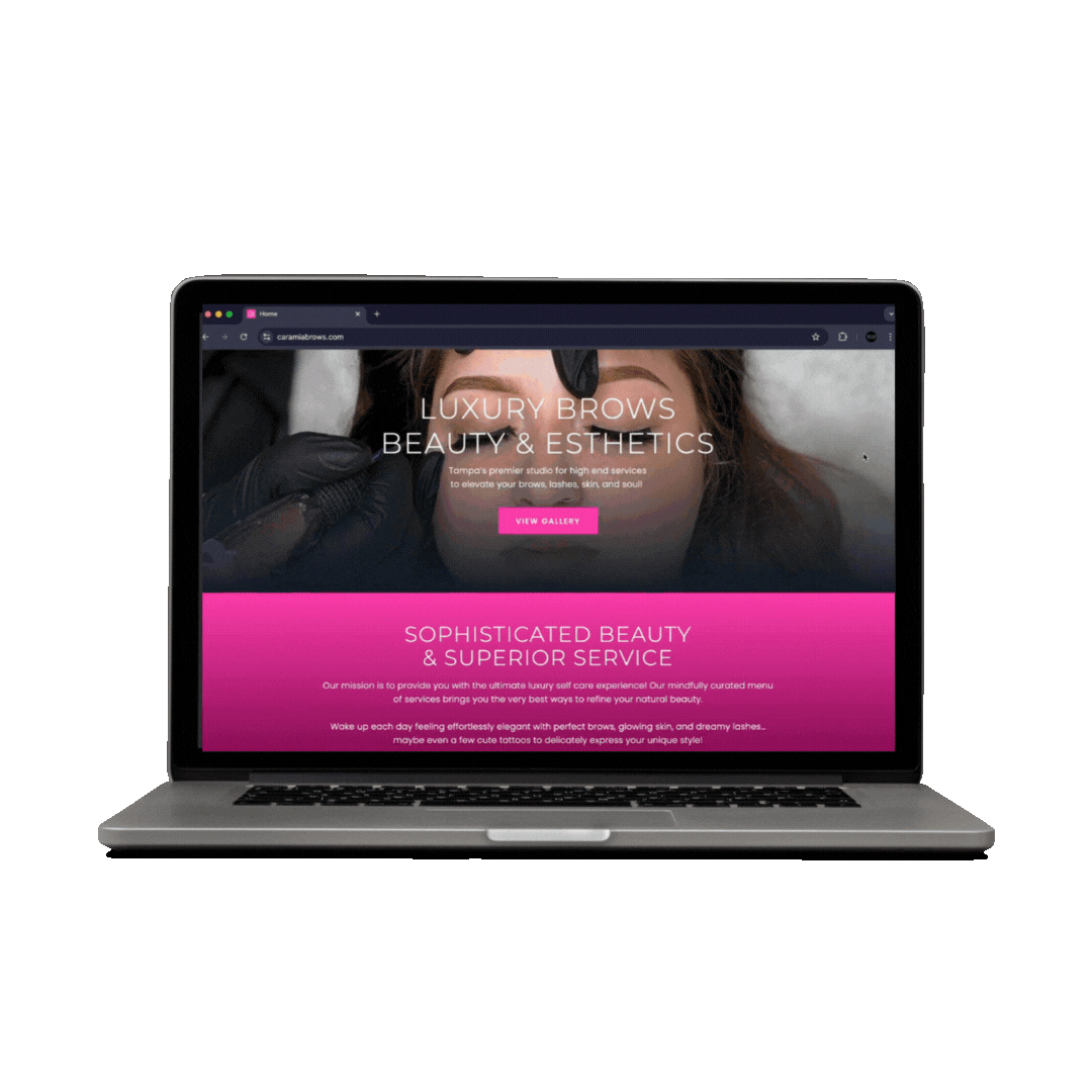 Scrolling through website on laptop
