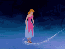 Cinderella transforming into cinderella dress