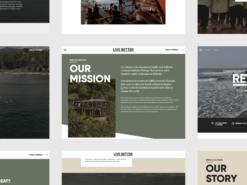 Moving screens of the Live Better website
