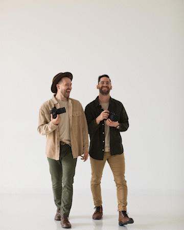 GIF of two videographers dancing with happiness