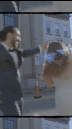 Super 8 footage of a bride and groom embracing on their wedding day and running back to their venue in Charleston, South Carolina.