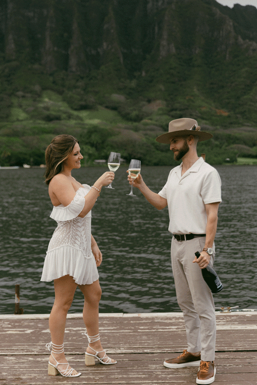 Romantic first look at Lanikohunua with palm trees and ocean breeze