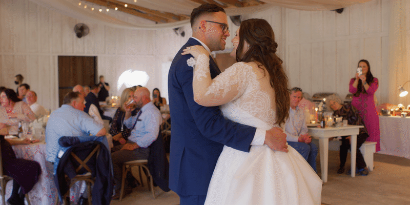 bride and groom dance during first dance