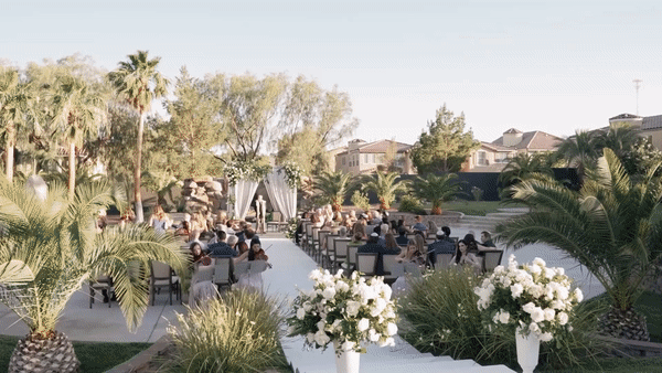 String quartet plays at sophisticated outdoor wedding ceremony