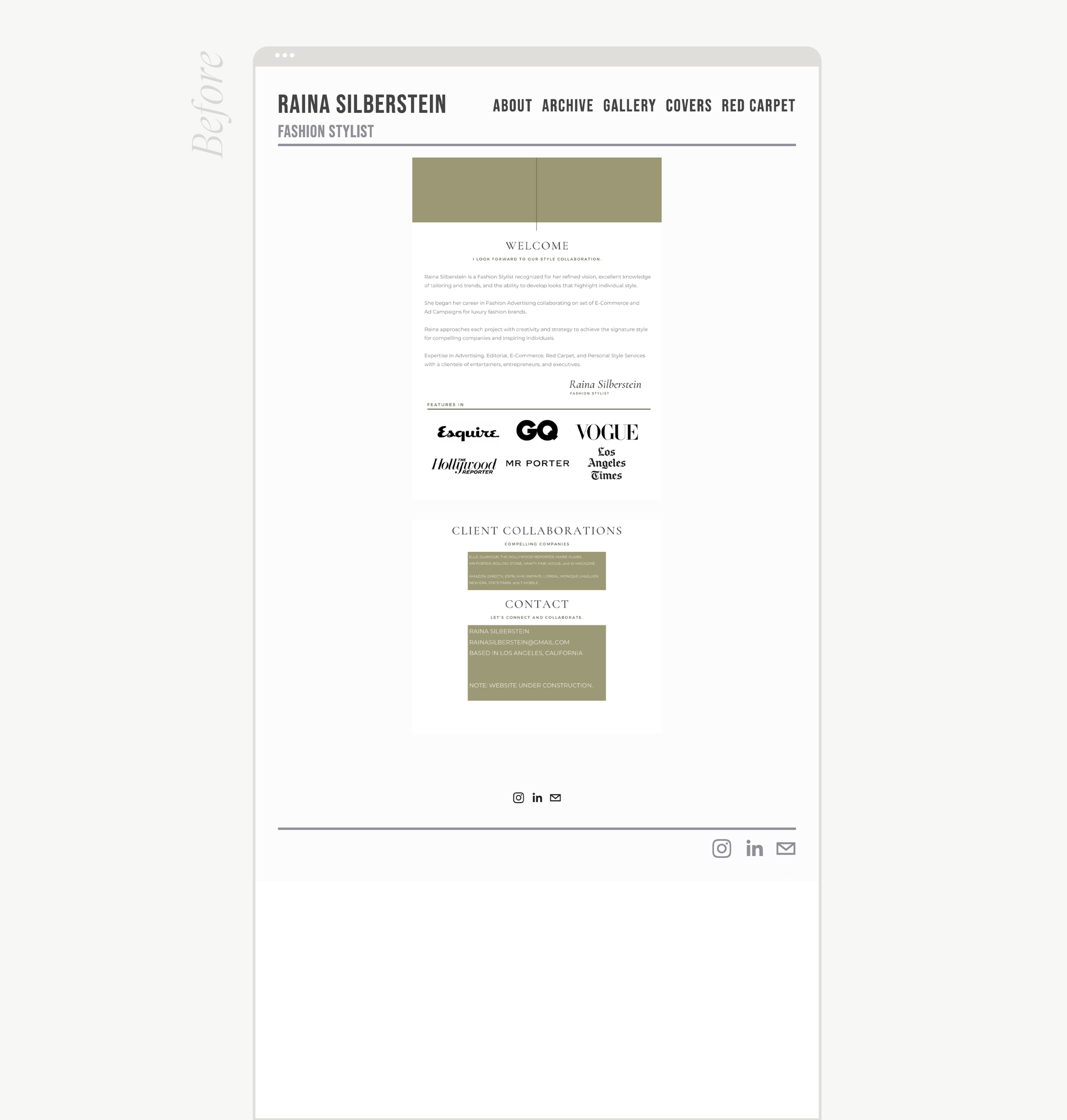 mockup of wedding professional website