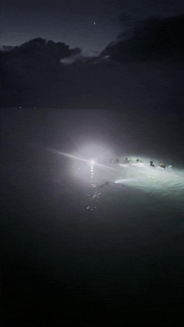 a group of children snorkel at night as part of Bula Club Jean Michelle Cousteau Fiji