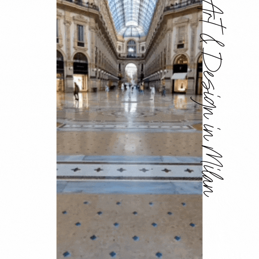 Elegant mosaic floor and soaring glass ceiling of Galleria Vittorio Emanuele II in Milan, one of the world’s oldest shopping galleries ©Stephanie Dosch | theViatrix Milan Custom Travel Guide