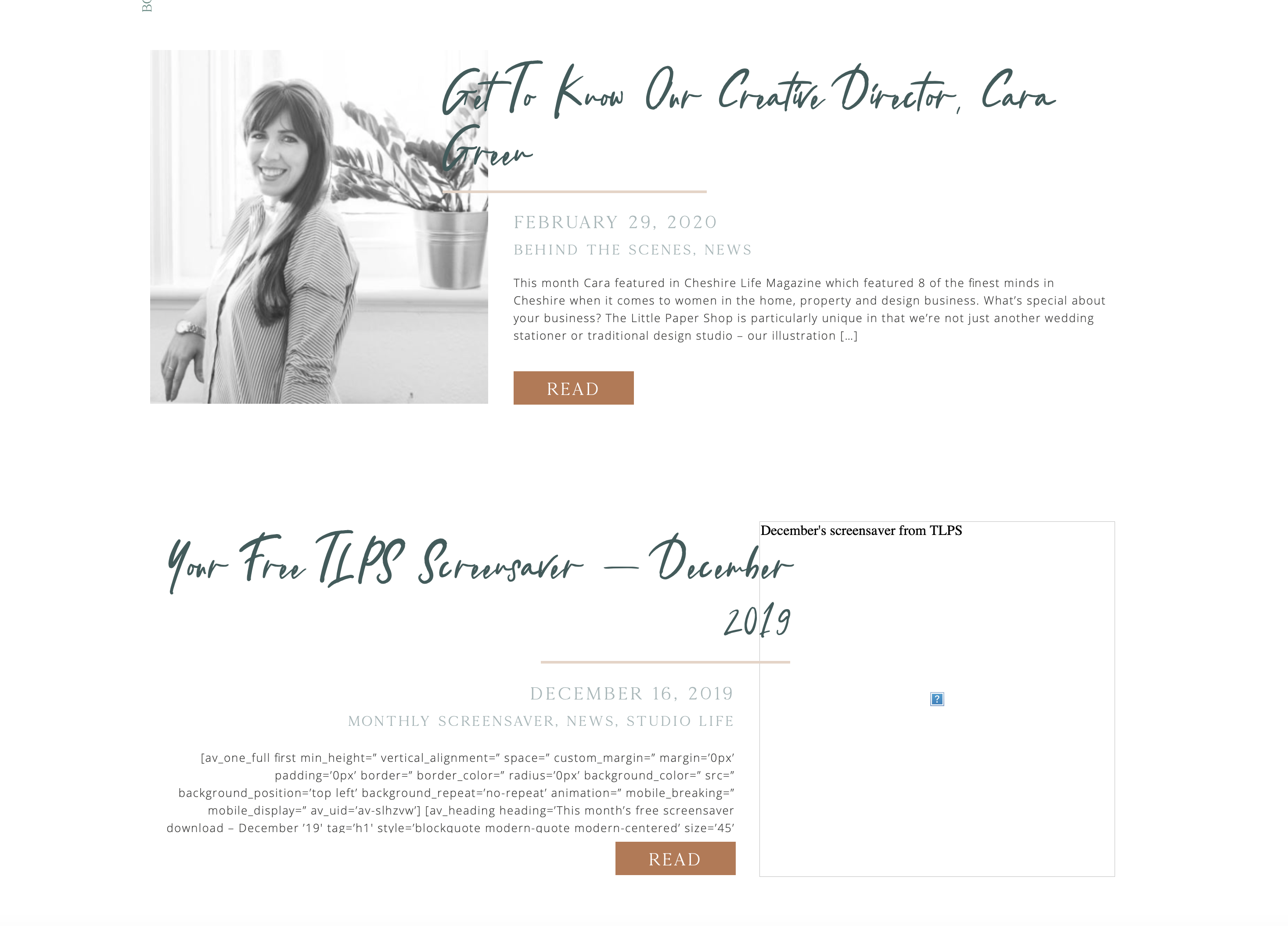 Blog homepage error example