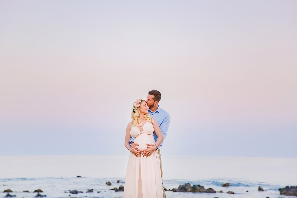 pastel pink floral crown inspiration for babymoon photography