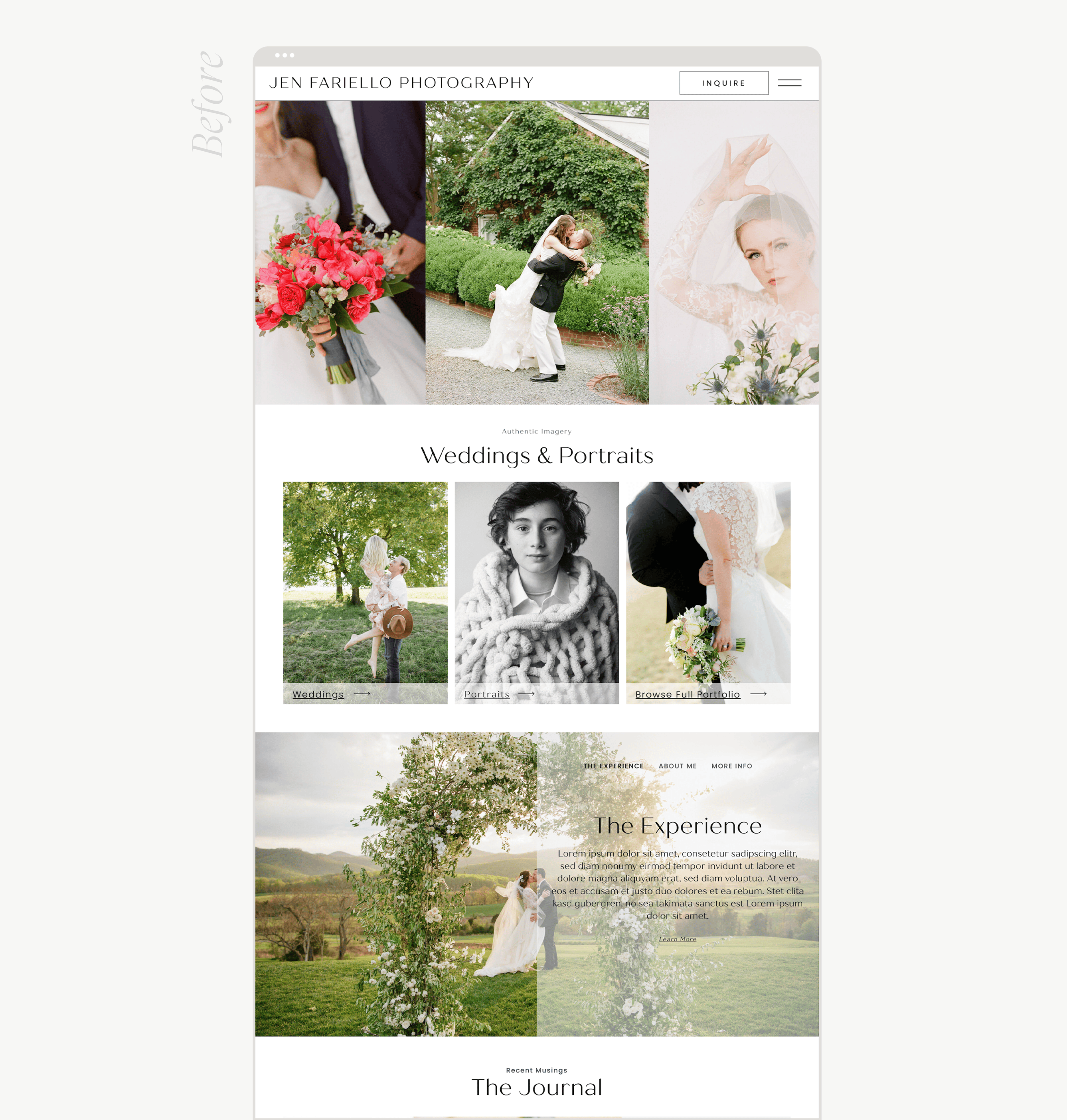 mockup of wedding professional website