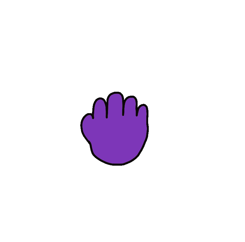 Moving GIF of a purple middle finger raising up and down