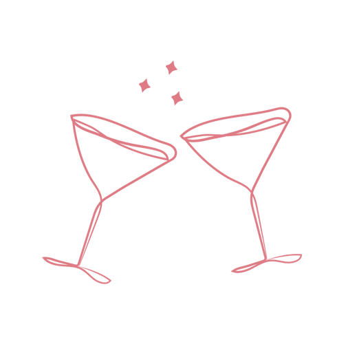 Handdrawn icon of two martini glasses .