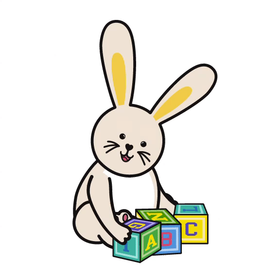 Animated Yellow Bunny with Blocks 3-22