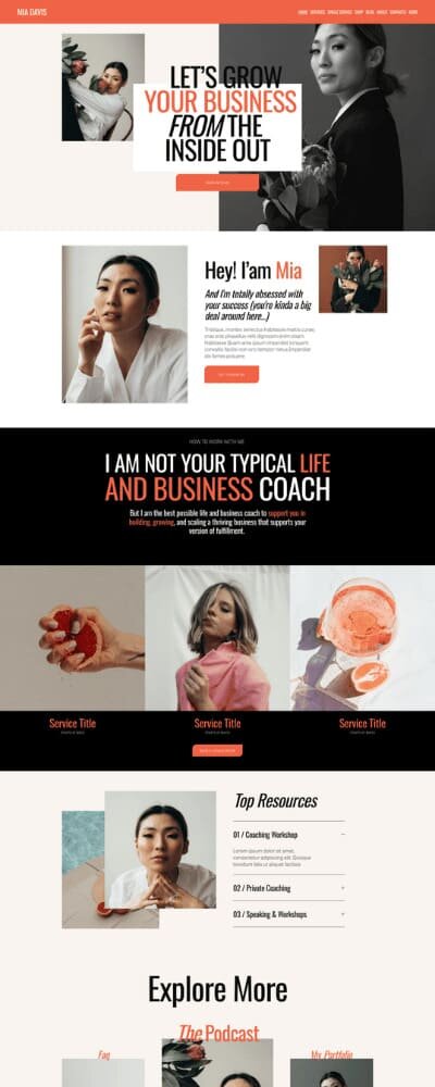 Squarespace website template Mia Davis