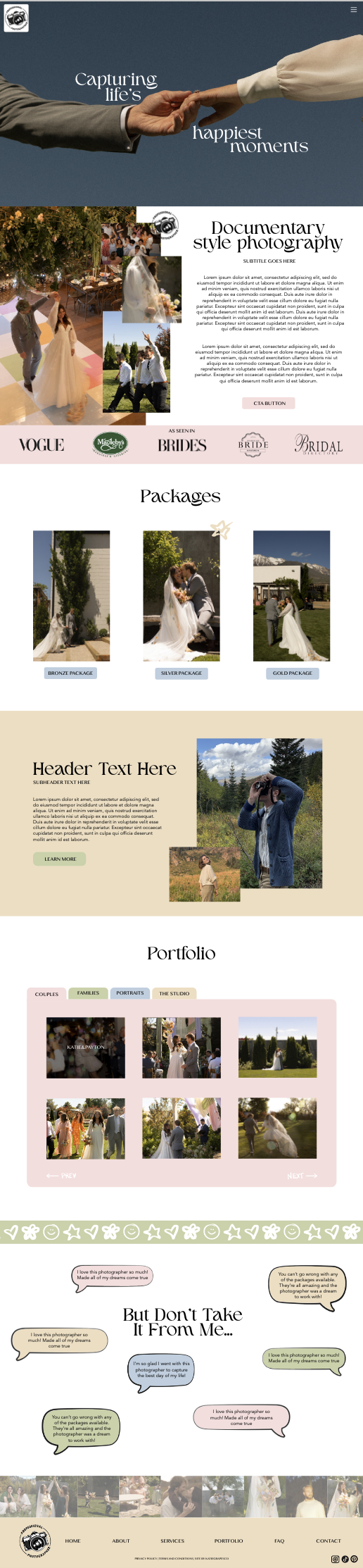 photographer custom website example preview