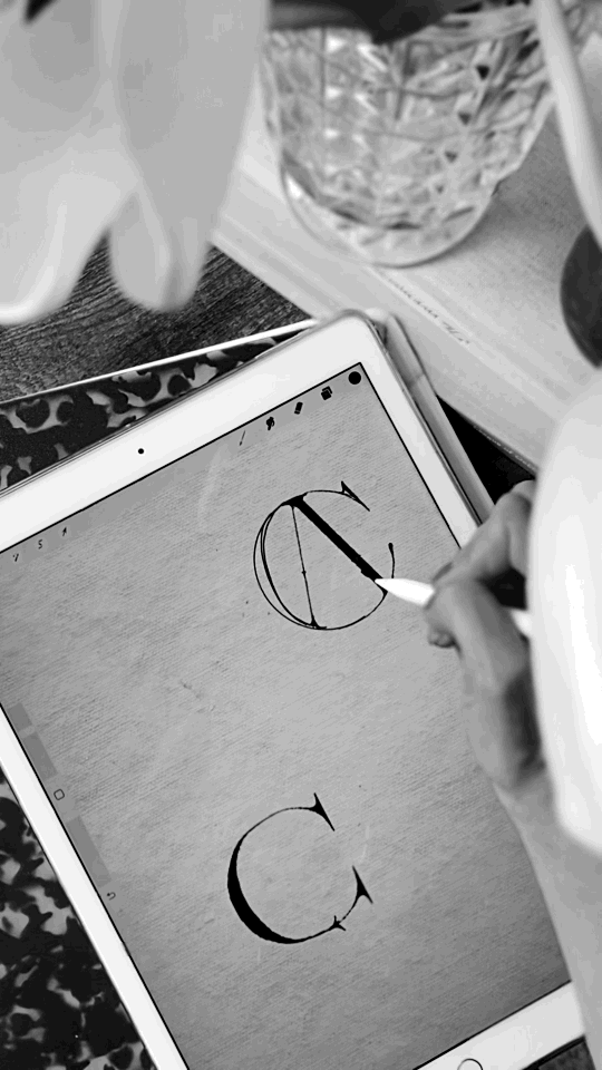Custom Monogram Sketch on iPad Pro
