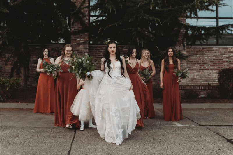 Bridal party walking into a wedding in Olympia WA