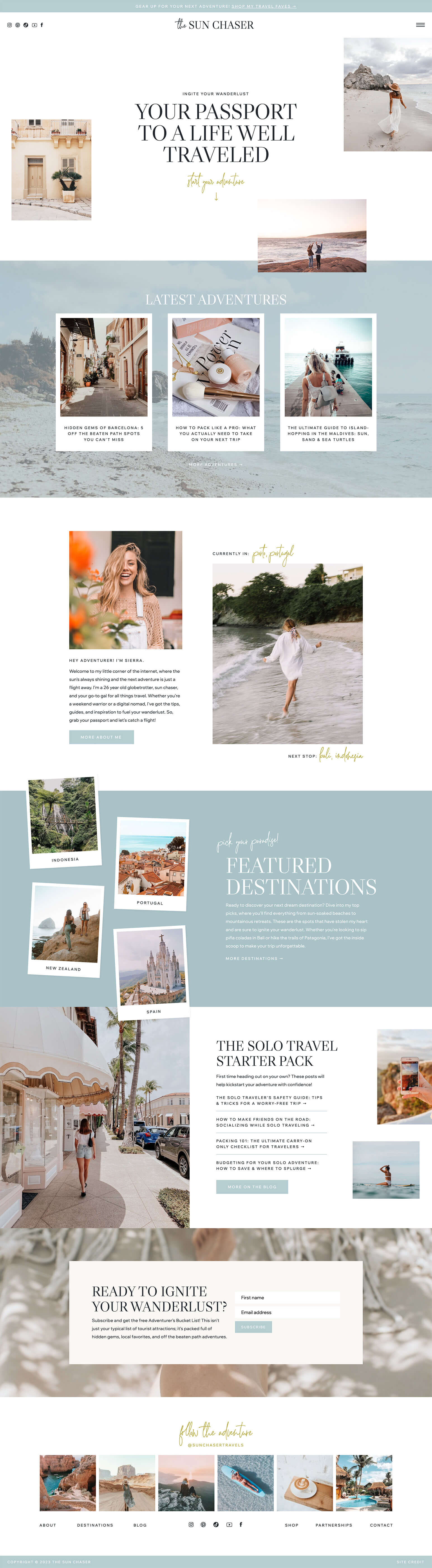 Sun Chaser Showit template for bloggers