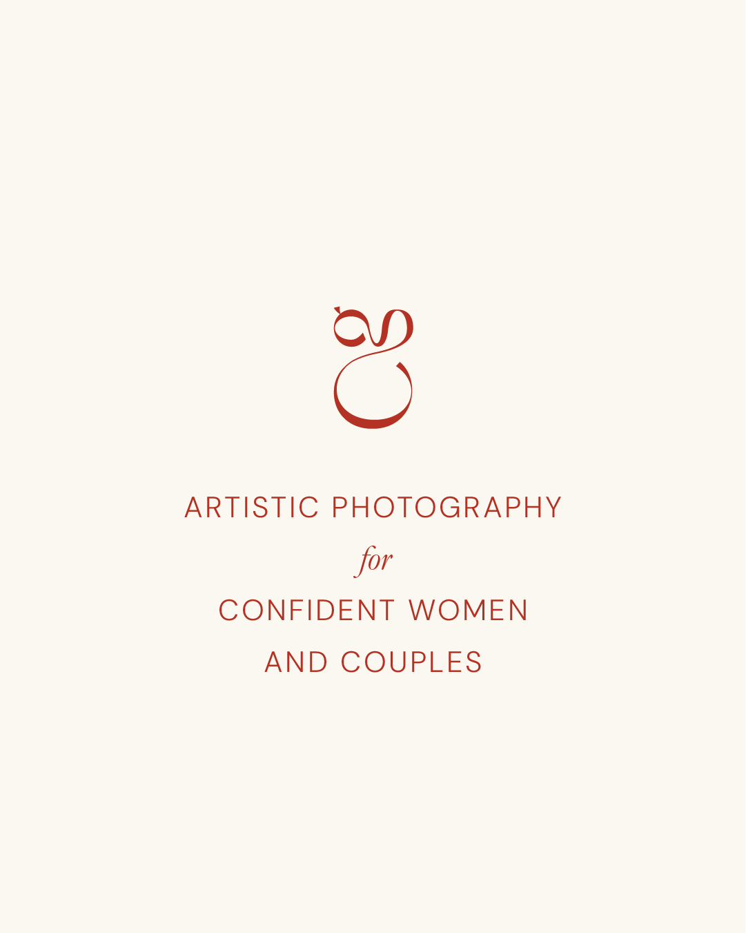Cream-colored brand card with the Christine Grace monogram in red and tagline: "Artistic photography for confident women and couples."