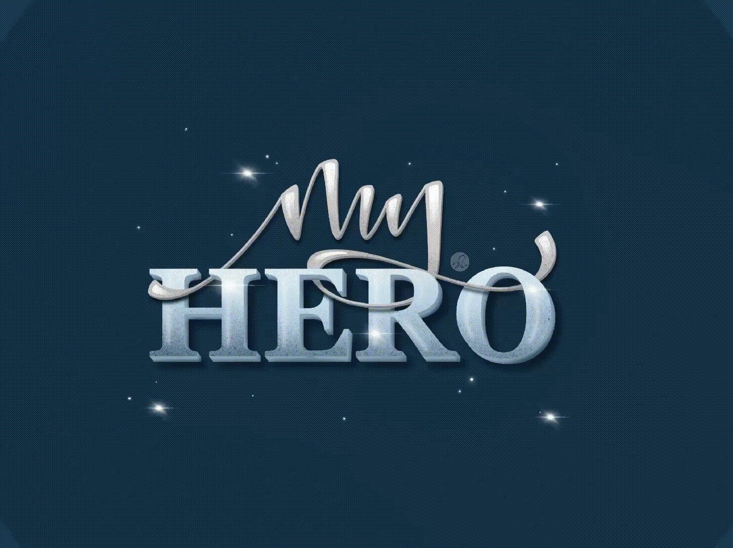 Sketch of custom hand letter design with words "my hero"