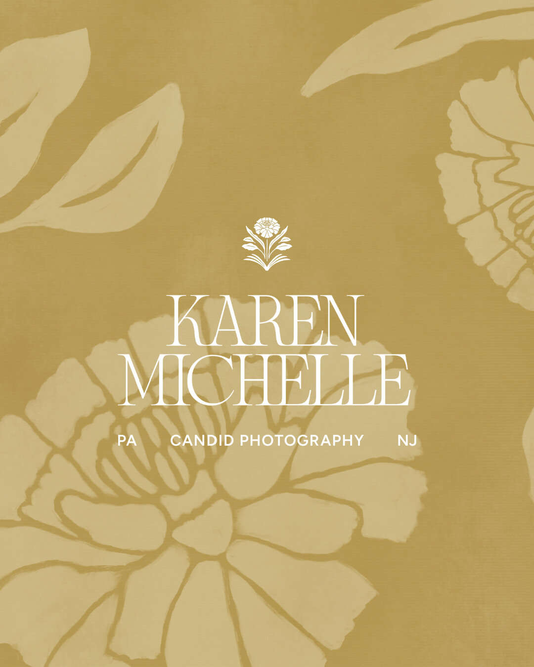 Karen Michelle Photography brand logo over floral-inspired background pattern evoking connection and storytelling.