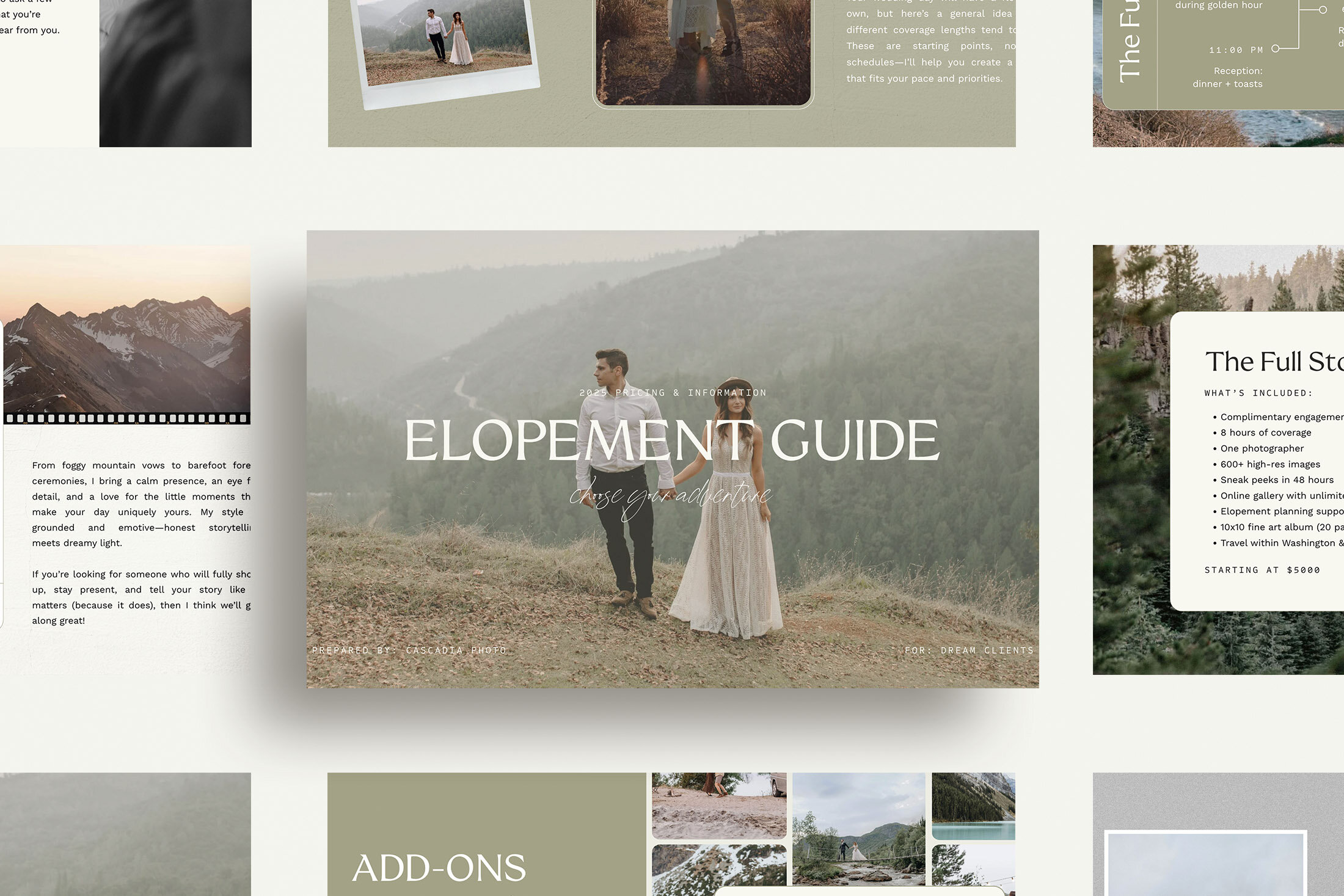 Cascadia Canva pricing guide for elopement photographers