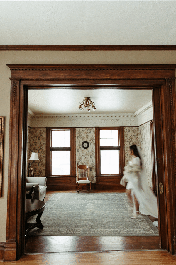 bride walks in room