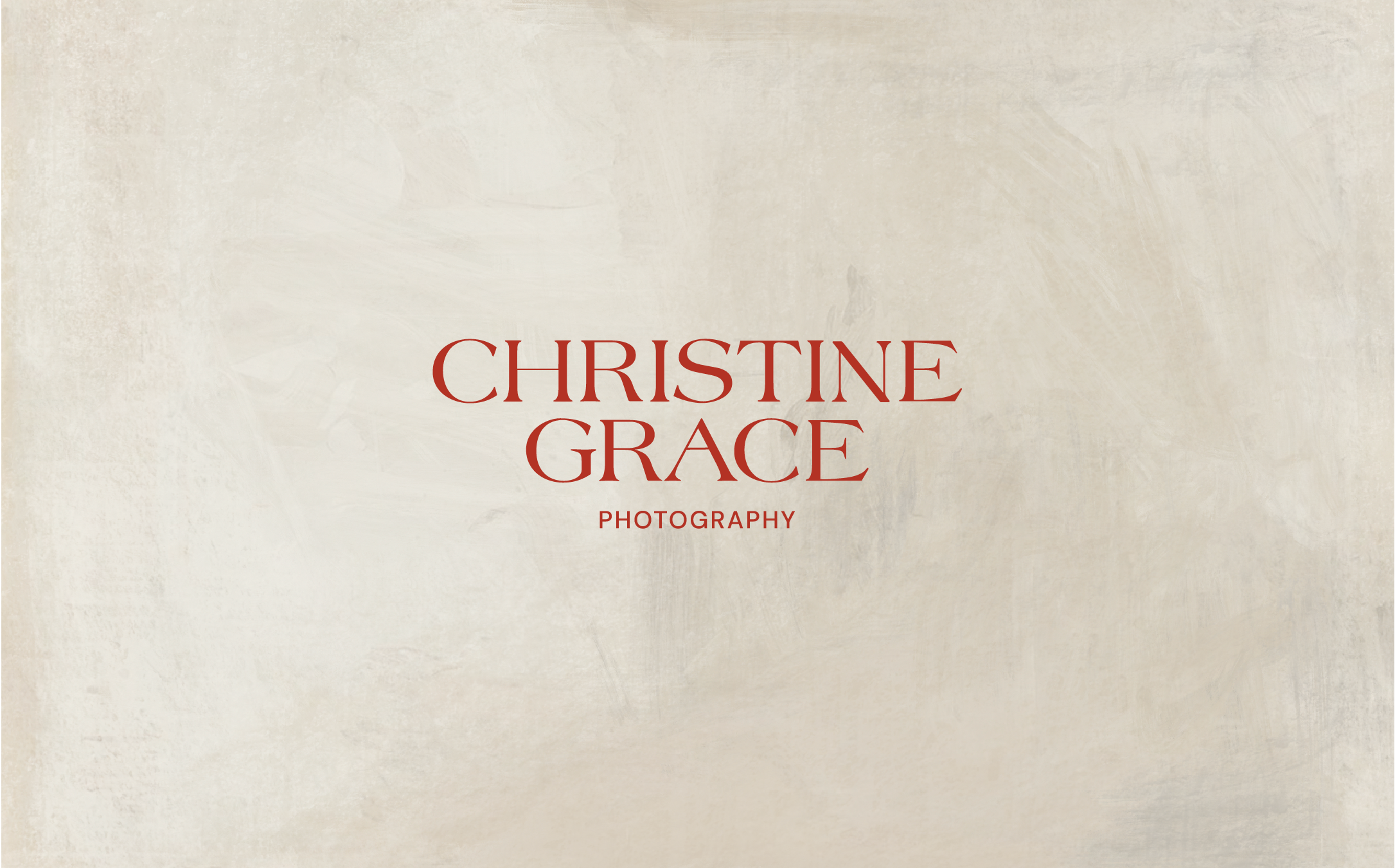 Painted textured background with the Christine Grace Photography logo centered in bold red serif type.