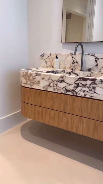 bathroom design with thick marble slab  - modern Mediterranean style