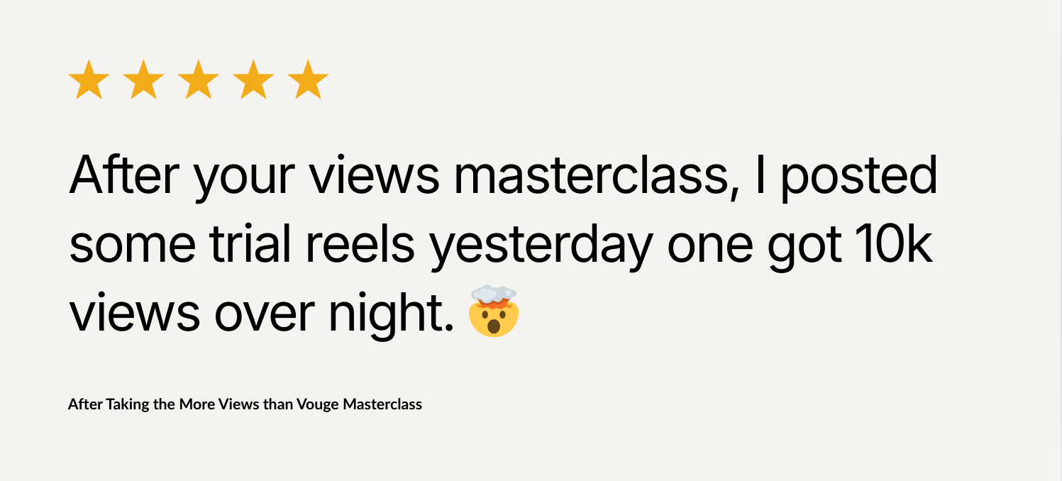 more views than vouge masterclass - testimonial 1