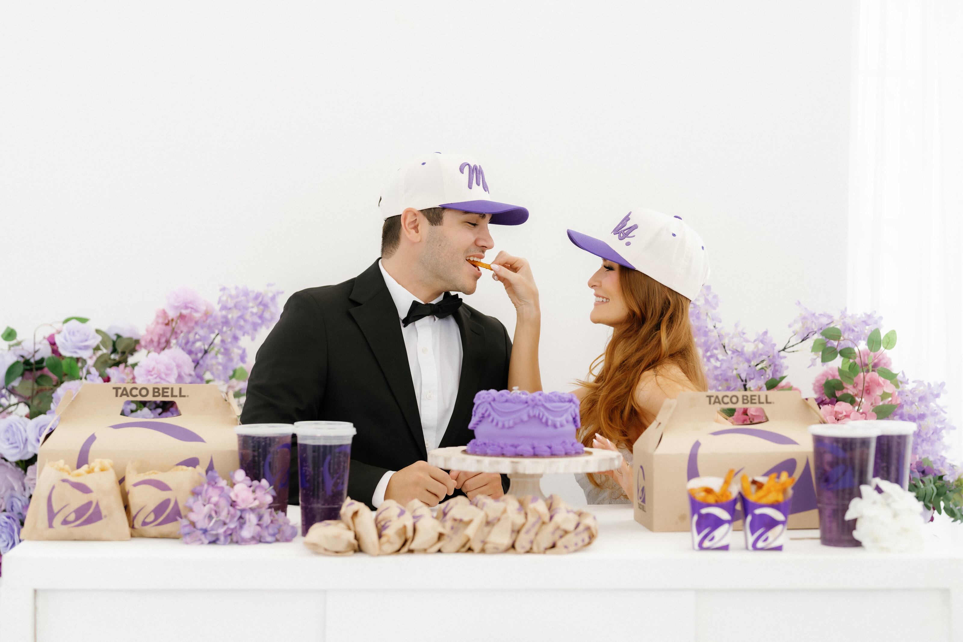 Wedding reception dance floor with custom embroidered hats in Houston Texas