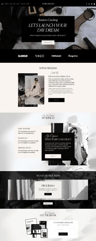 Squarespace website template Sophia Williams