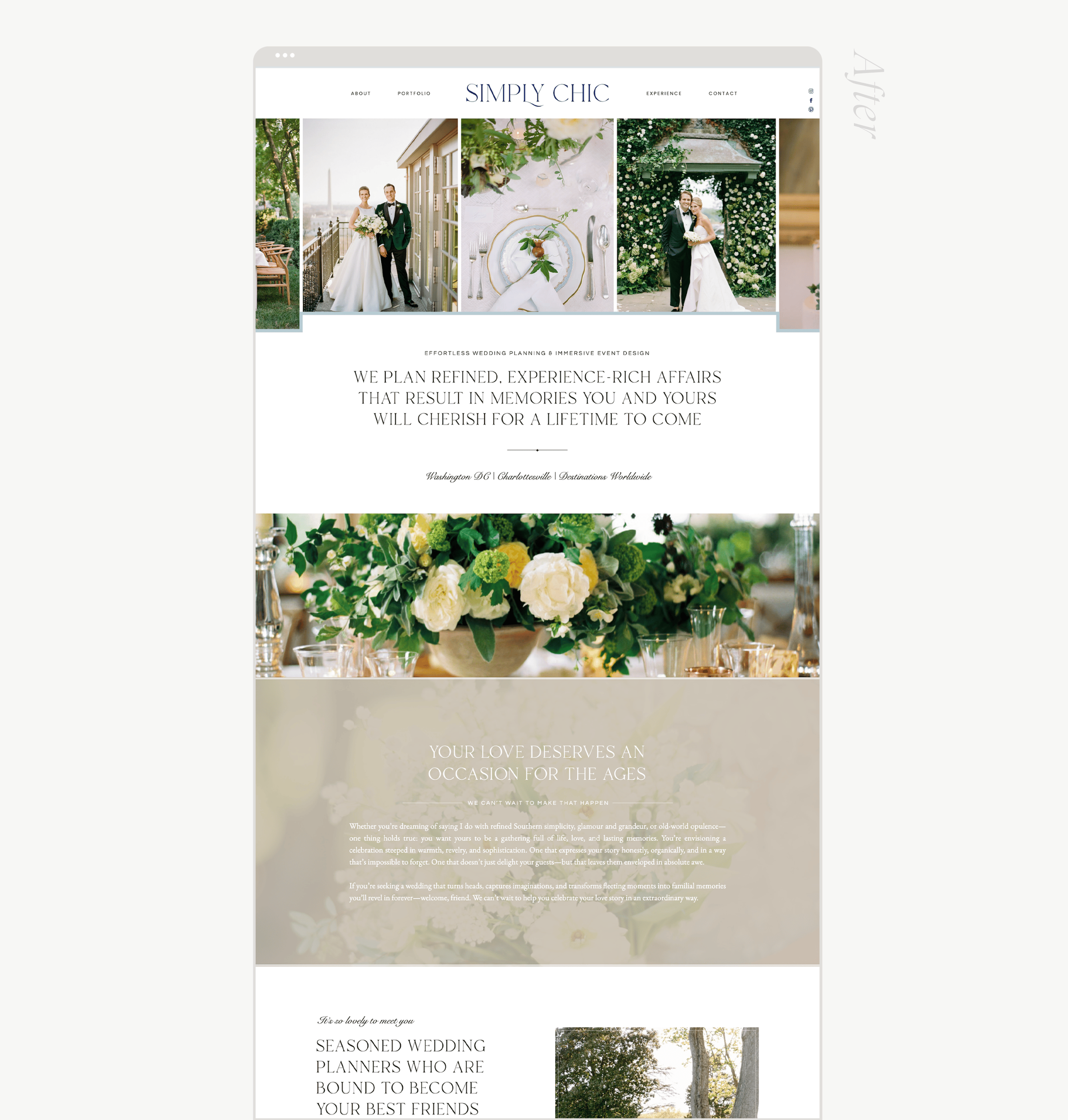 mockup of wedding professional website