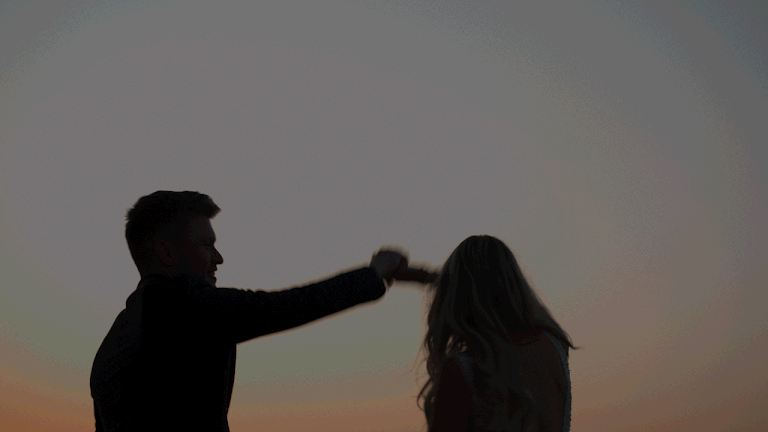 bride and groom kissing