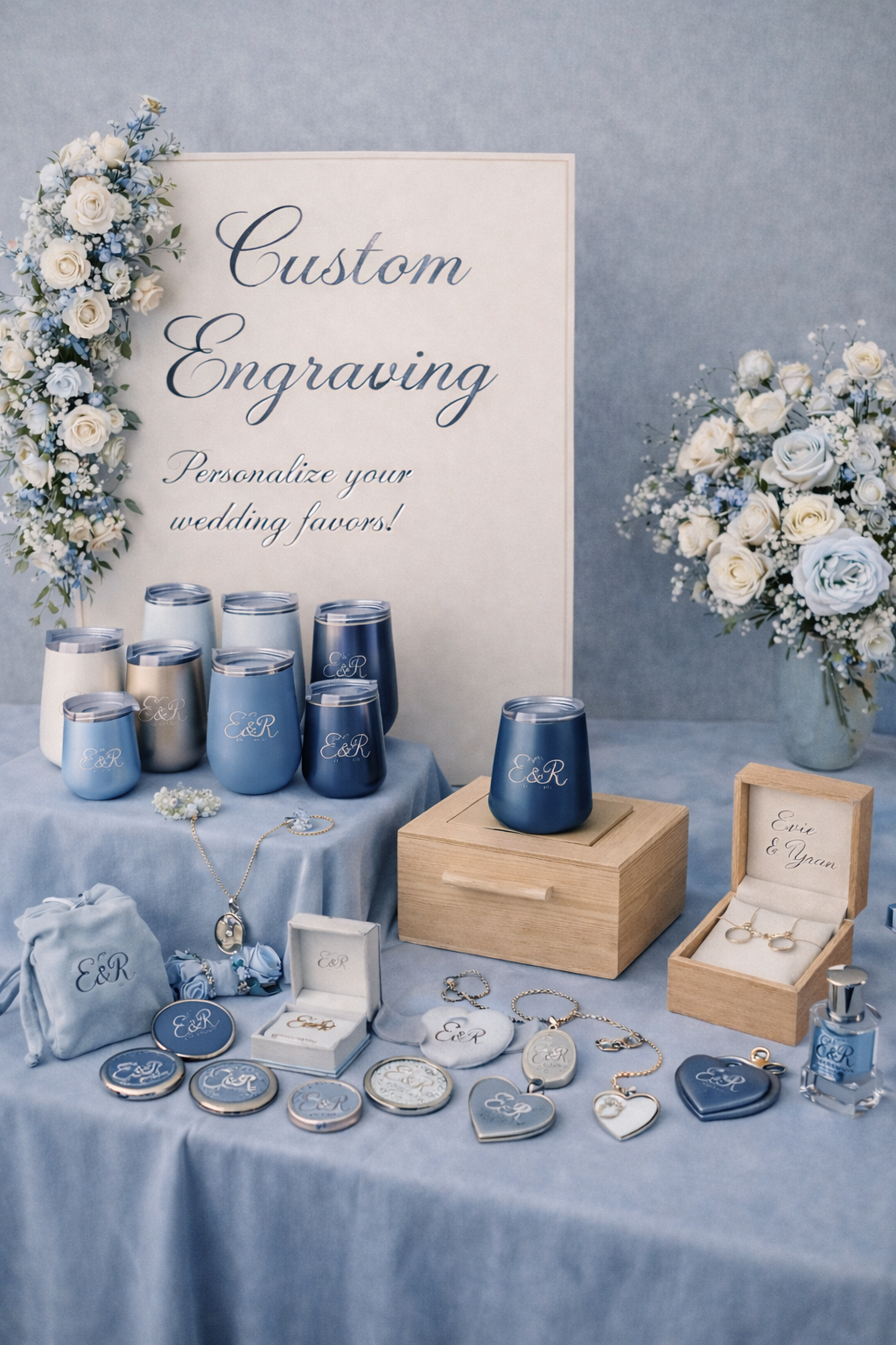 Custom engraved wedding tumblers and party favors in Houston Texas