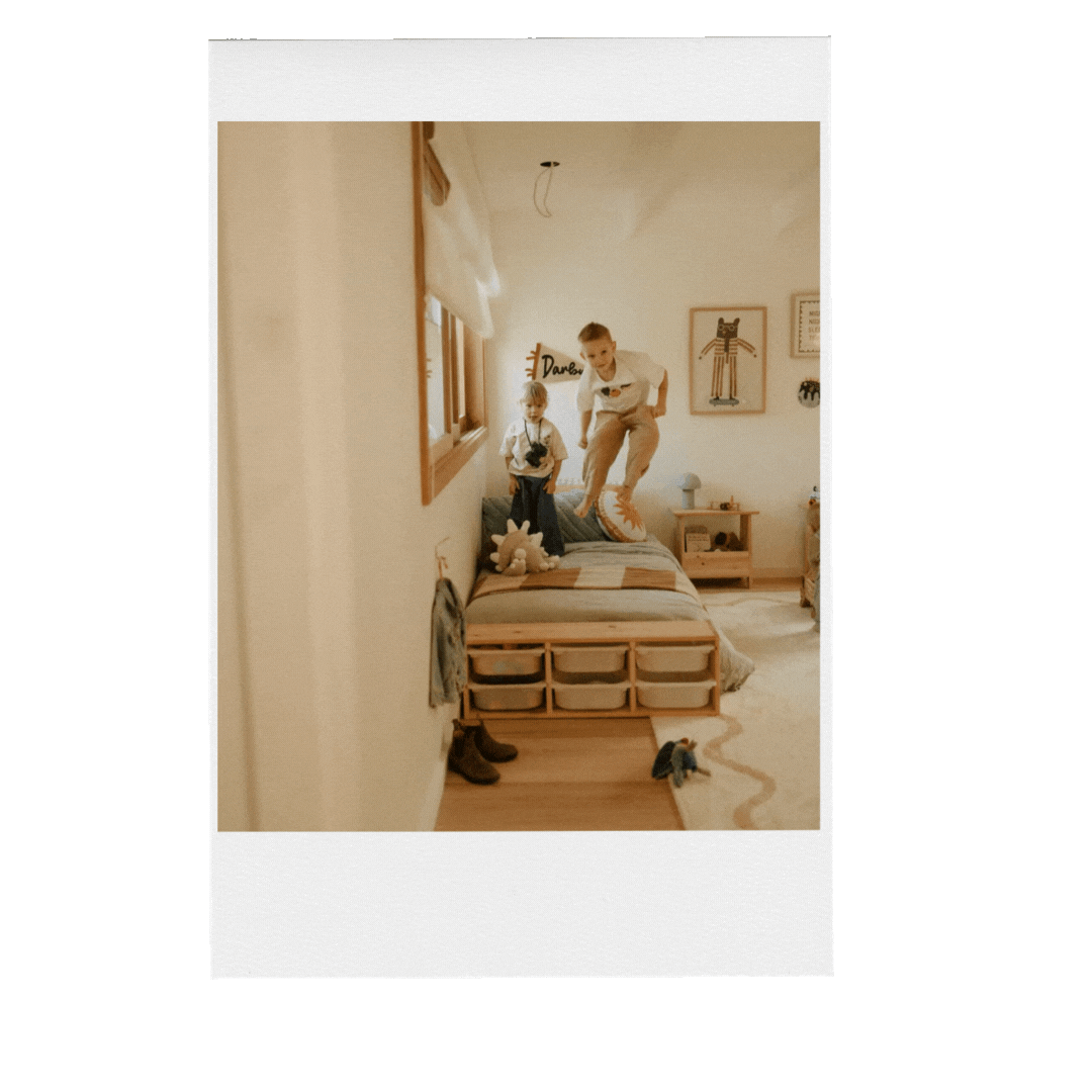 A GIF from an in-home shoot in Evans Head NSW. The children are photographed jumping on their bed which has been turned into a stop motion GIF. Captured in the Northern Rivers of Northern NSW.