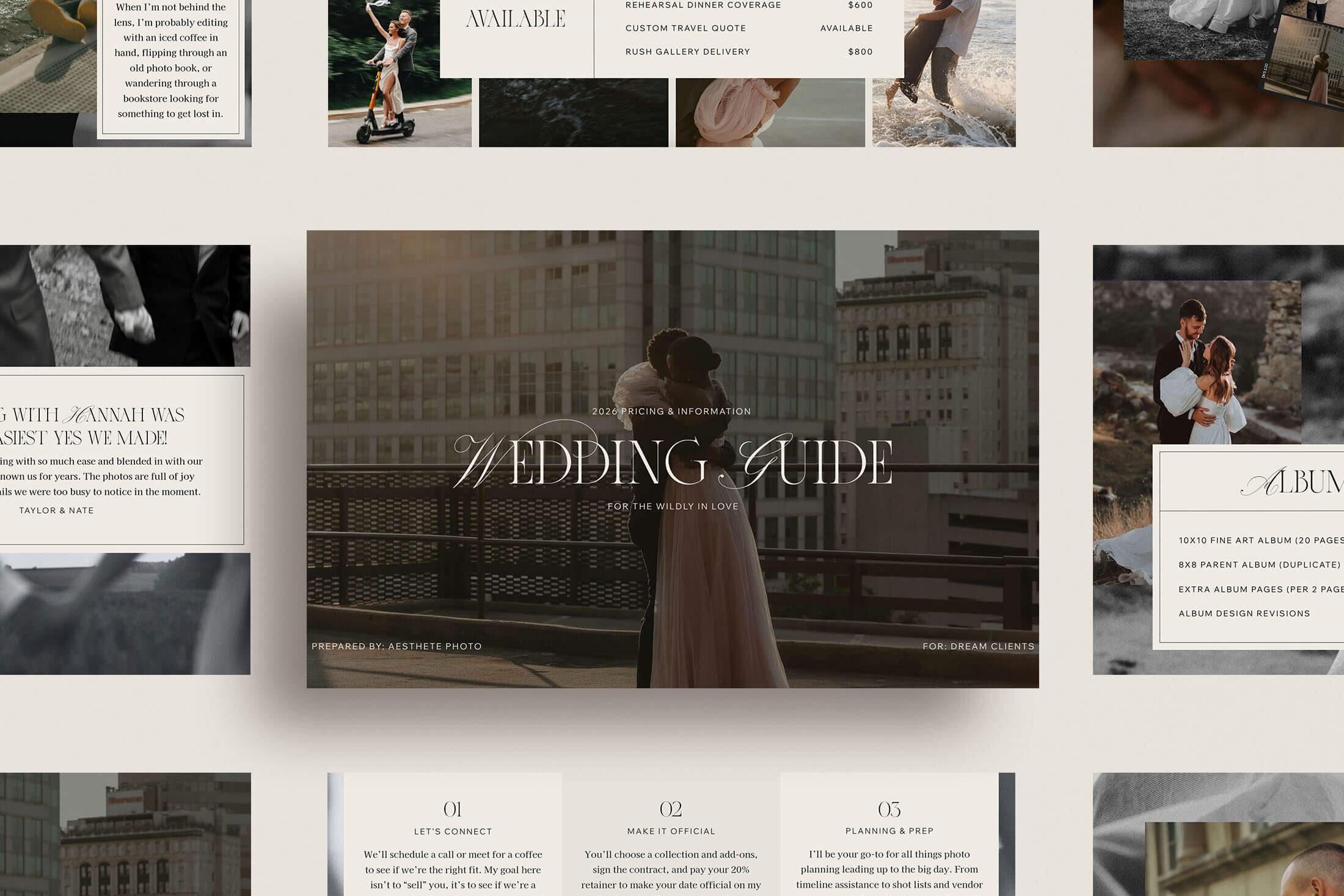 Aesthete Canva pricing guide for wedding photographers