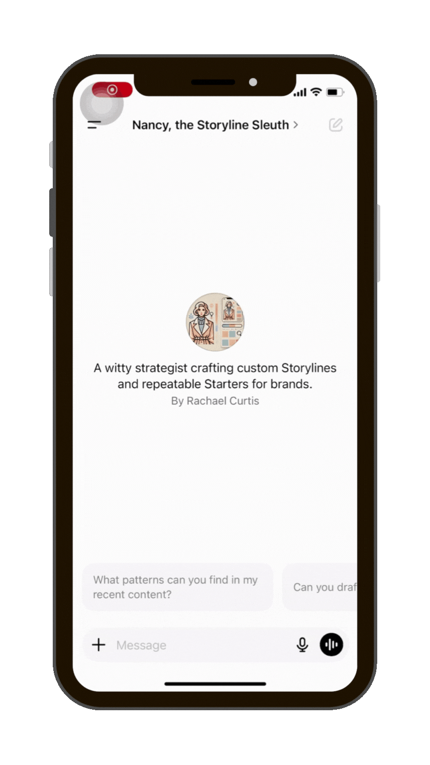 Tailored AI chatbot to help write on brand content ideas to resonate with ideal clients