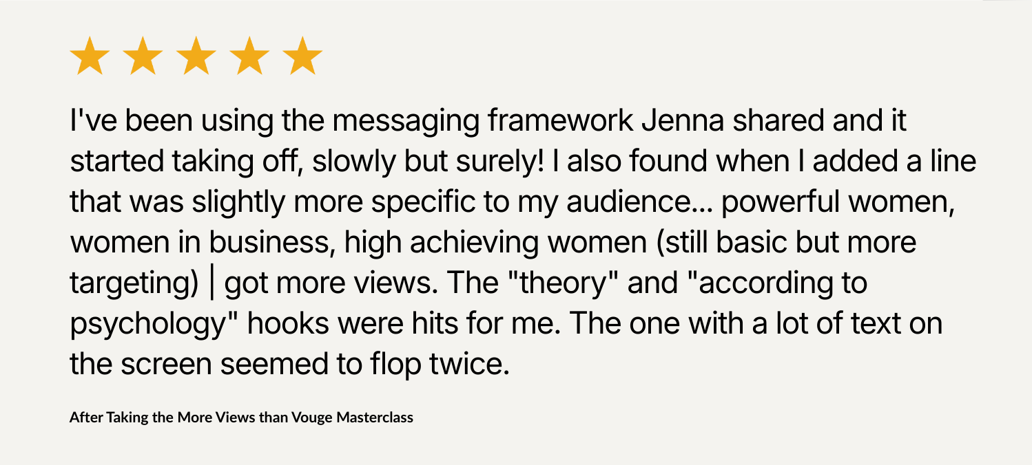 more views than vouge masterclass - testimonial 3