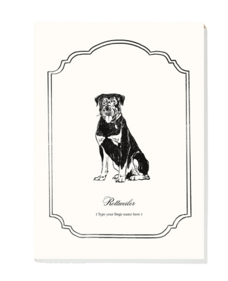 Classic B&W Rottweiler Digital Pet Portrait, Pet Memorial Gift, Dog Painting, Dog Portraits, Custom Name Template